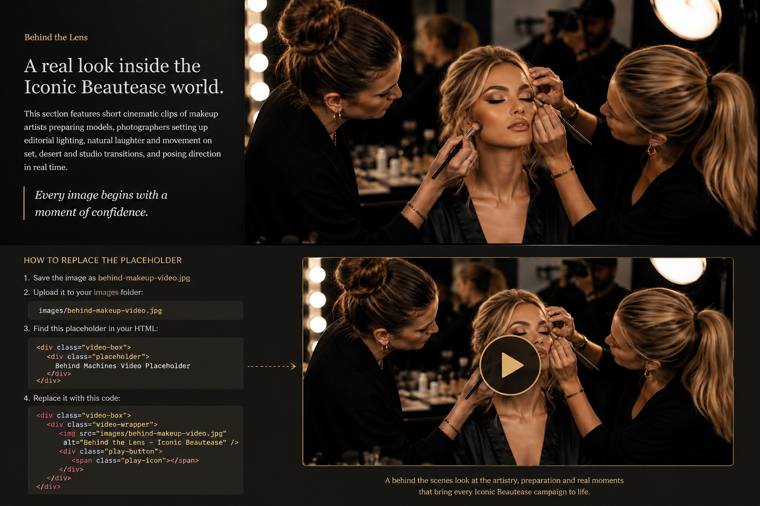 Behind the scenes makeup video